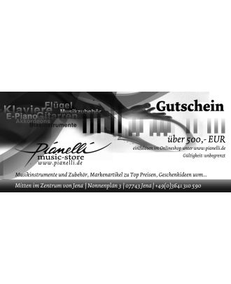 500 EUR Pianelli Gutschein für Musikinstrumente und Zubehör, Gitarre, Piano...