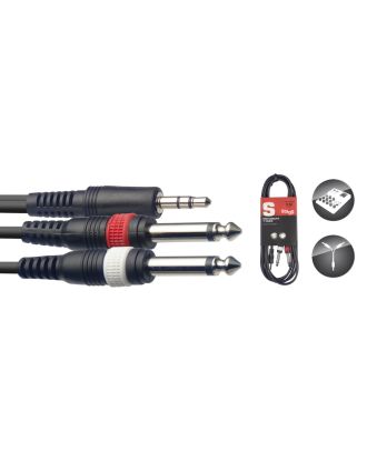Y-kabel - mini-stereoklinke/2 x Klinke - 1 m - schwarz