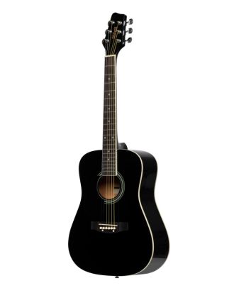 3/4 Schwarz Dreadnought Akustikgitarre mit Decke aus Lindenholz, Linkshändermodell
