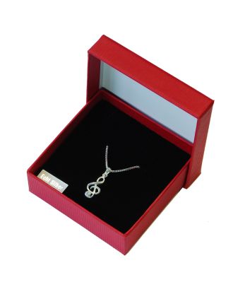 Notenschlüssel Anhänger mit Kette echt Silber in Geschenkbox